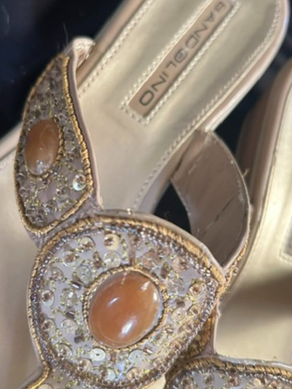 size 81/2 8.5 womens gold bling shoes sandals 8 1/2 eight - Picture 3 of 8